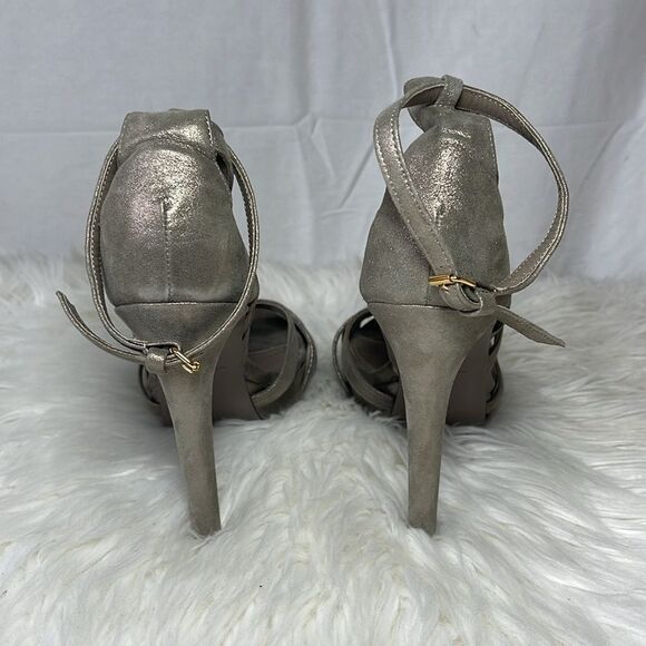 Maiyet Metallic Pewter Grey Platform  Heels Sz 38/US 7.5 - Picture 3 of 7